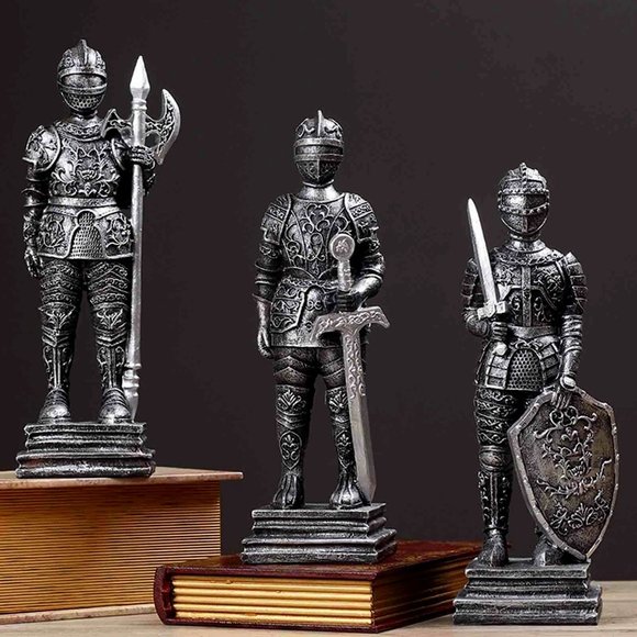 ⚜️ Medieval Templar Knight Warrior Sculptures ⚜️ 👑 ☠️ 4 pc Warrior Set  ☠️ 👑 - Picture 11 of 11